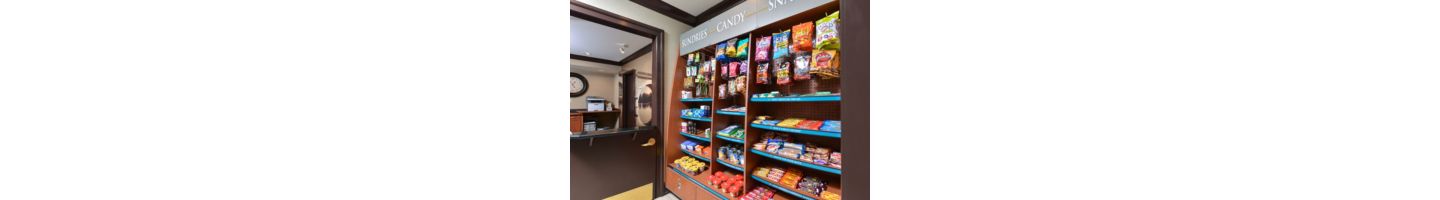 Needed a mid-afternoon or late night snack? Our Pantry is totally stocked with snacks, microwave meals, soda, juice, and beer & wine